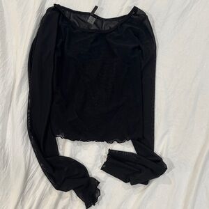 Kendall & Kylie Black Sheer Mesh Top